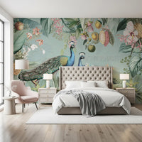 Serene Tropical Peacock Sanctuary Wall Mural