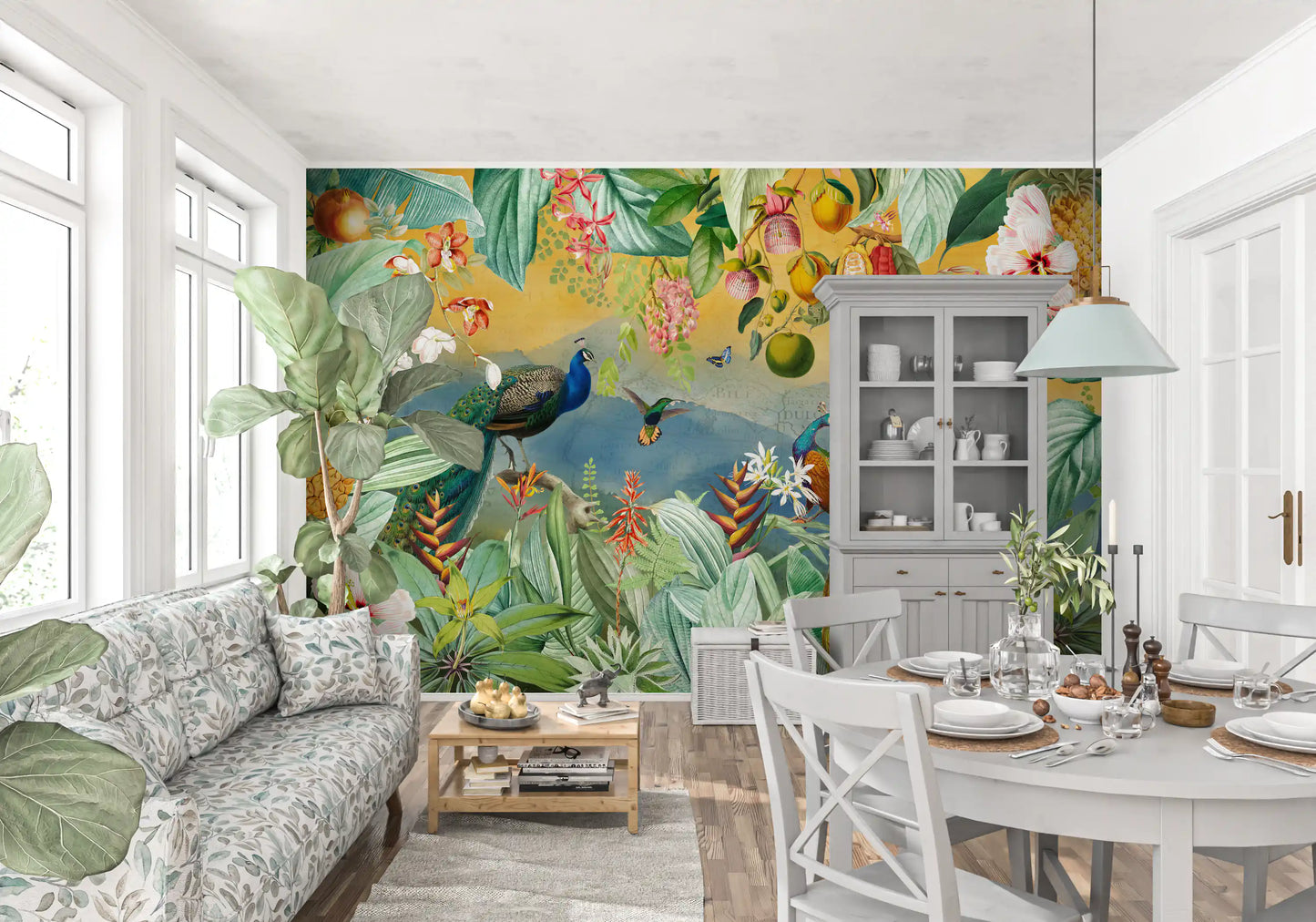 Botanical Peacock Paradise Expedition Wall Mural