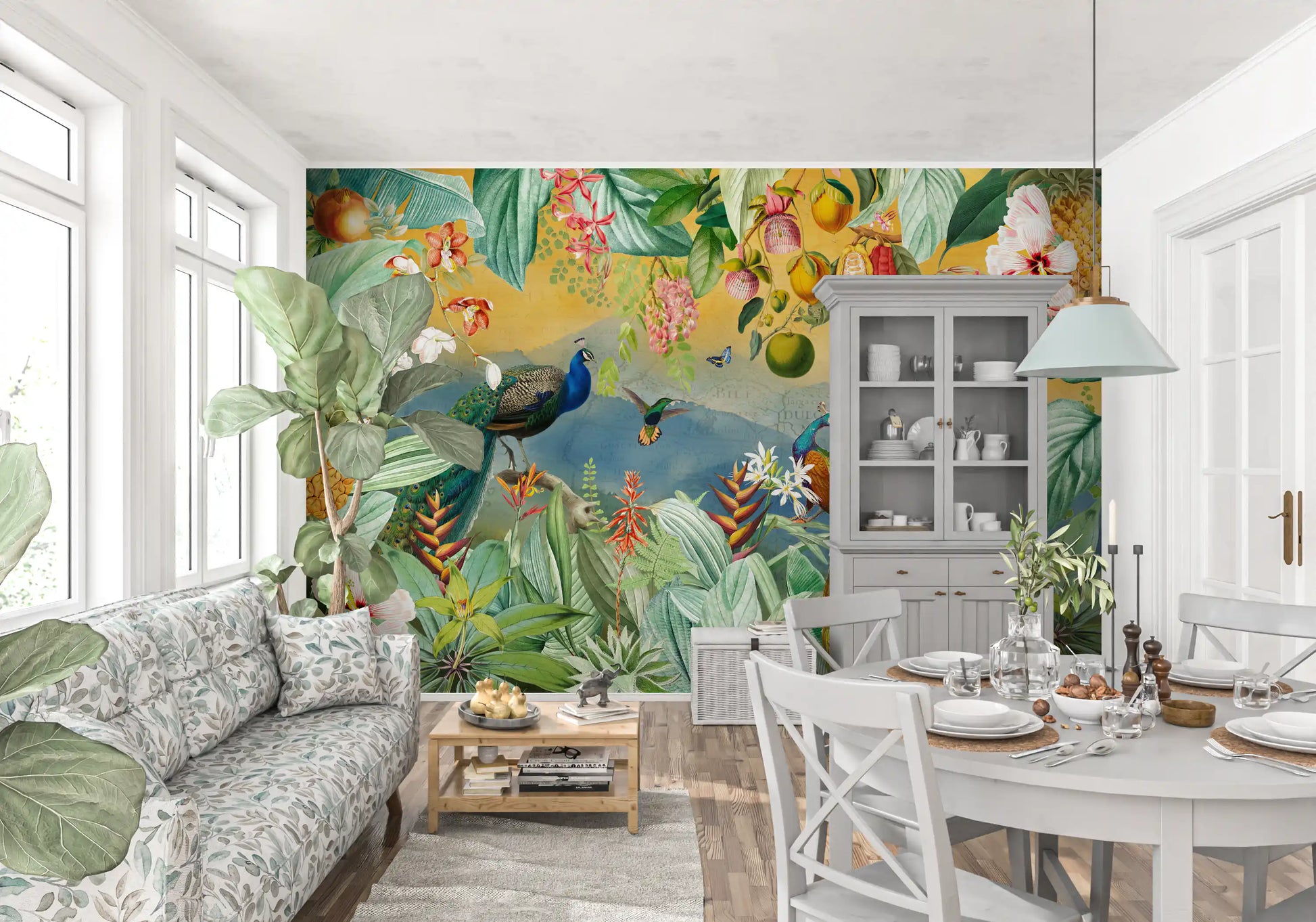 Botanical Peacock Paradise Expedition Wall Mural