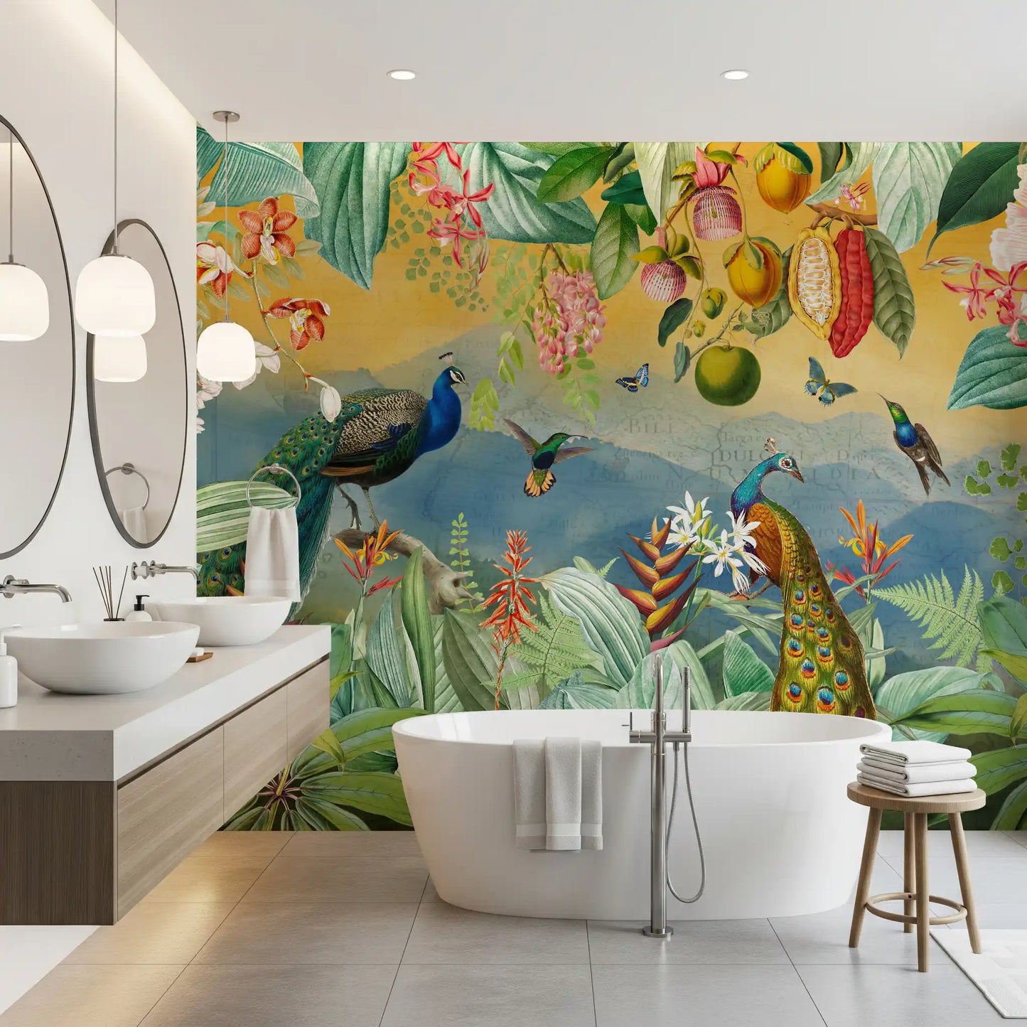 Botanical Peacock Paradise Expedition Wall Mural