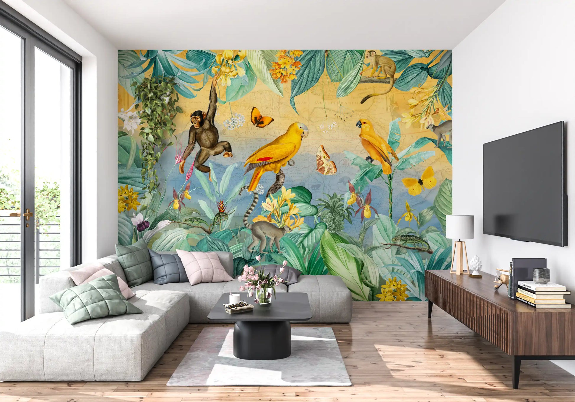 Botanical Jungle Adventure Scene Wall Mural