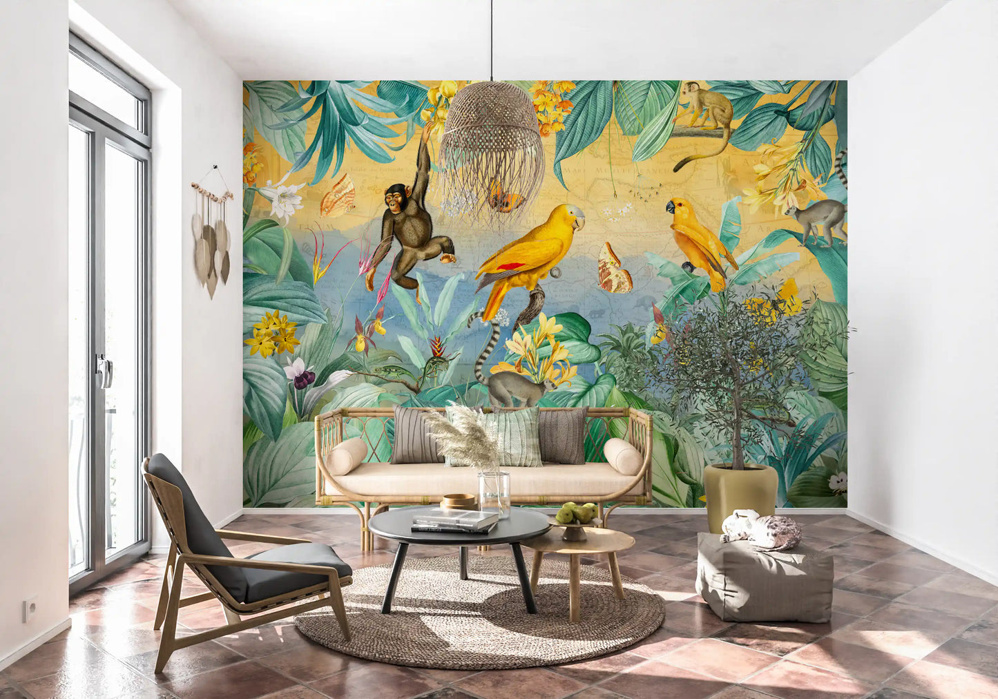 Botanical Jungle Adventure Scene Wall Mural