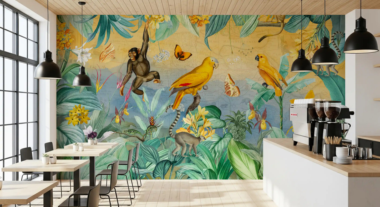 Botanical Jungle Adventure Scene Wall Mural