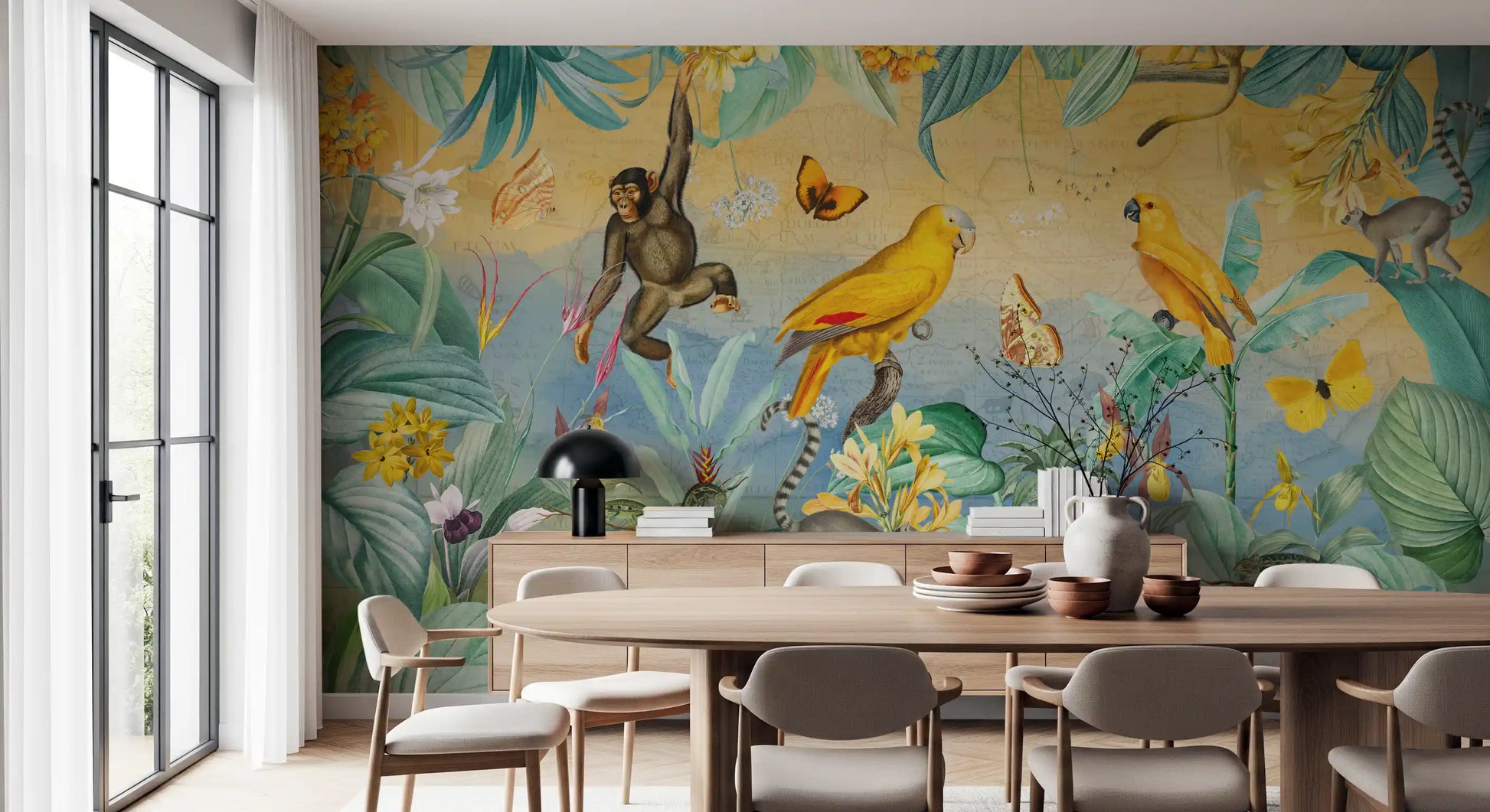 Botanical Jungle Adventure Scene Wall Mural