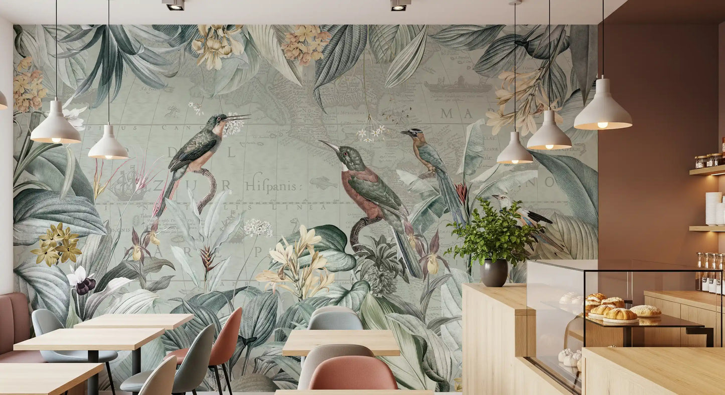 Vintage Explorer Tropical Garden Wall Mural