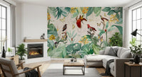 Vintage Botanical Bird Haven Wall Mural