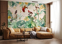 Vintage Botanical Bird Haven Wall Mural