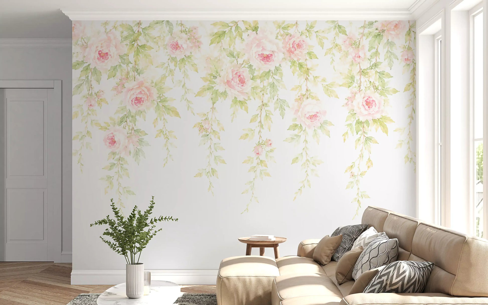Dreamy Pastel Floral Canopy Wall Mural