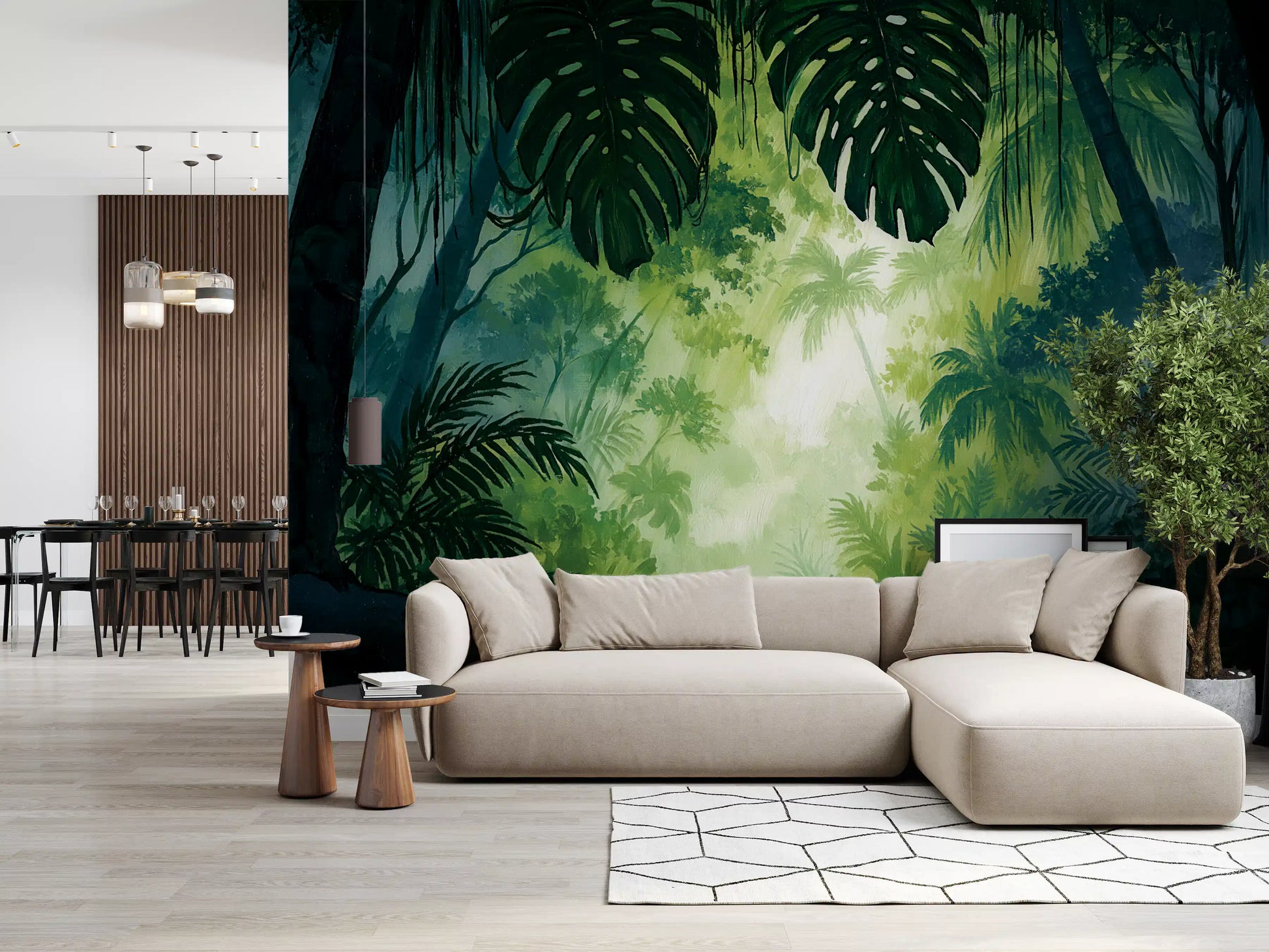 Misty Tropical Rainforest Canopy Wall Mural