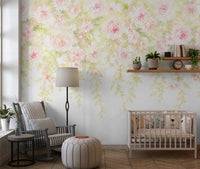 Soft Blush Rose Cascades Wall Mural