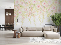 Soft Blush Rose Cascades Wall Mural