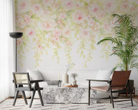 Soft Blush Rose Cascades Wall Mural