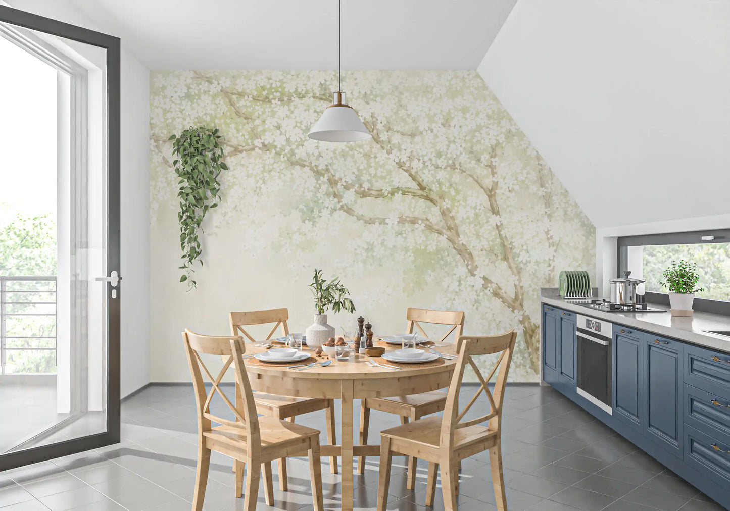 Misty Spring Orchard Canopy Wall Mural