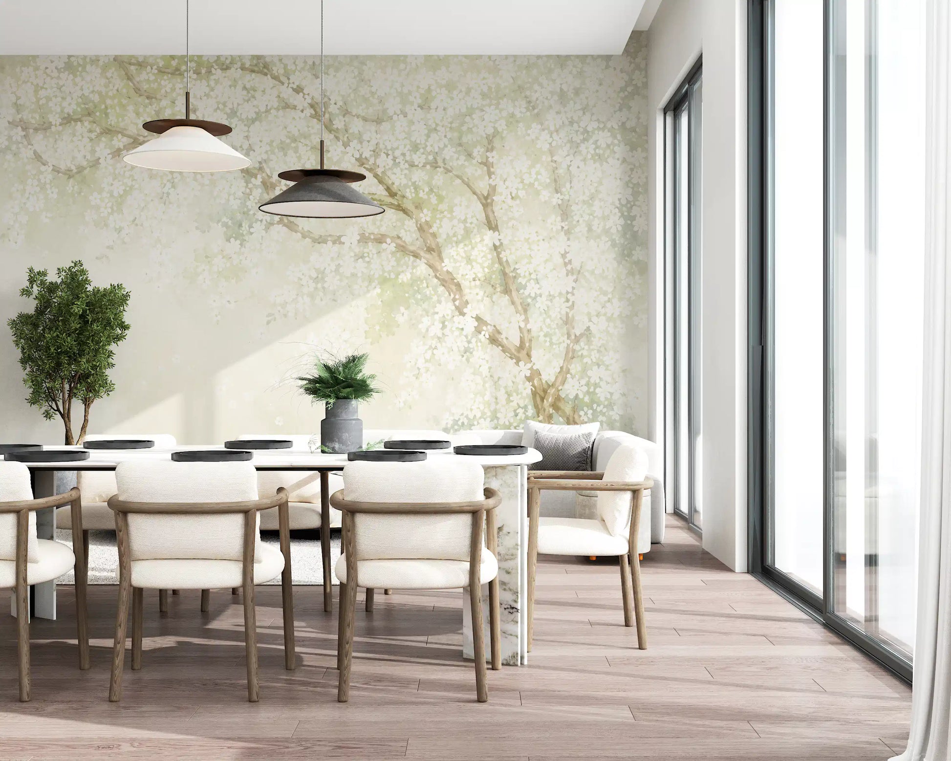 Misty Spring Orchard Canopy Wall Mural