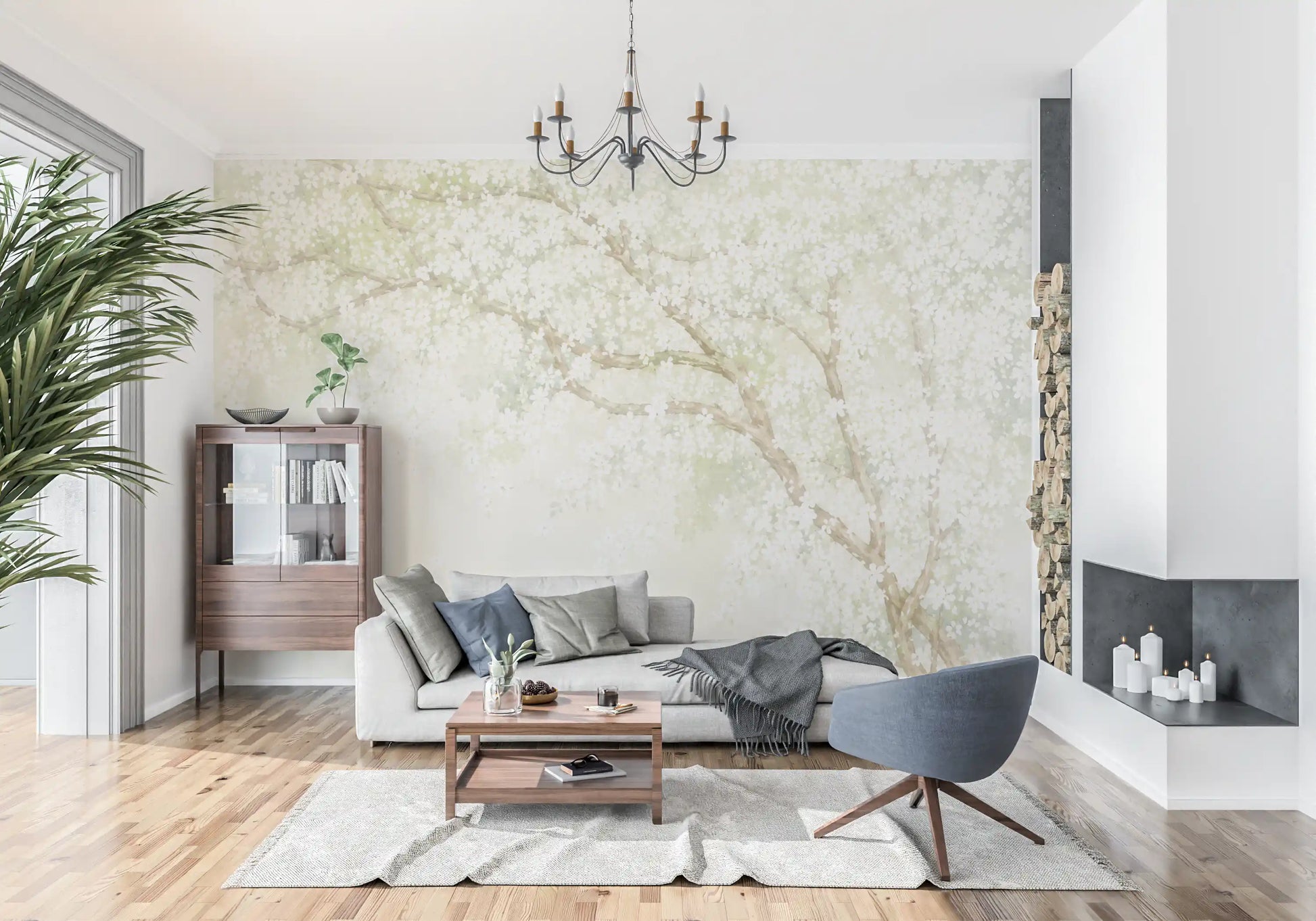 Misty Spring Orchard Canopy Wall Mural