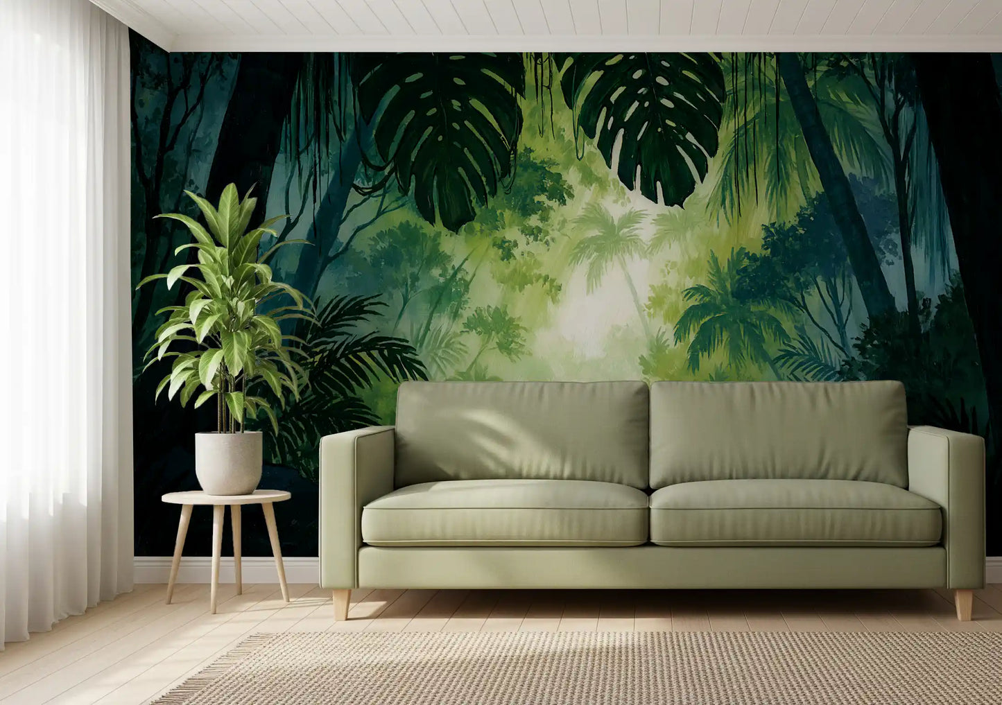 Verdant Tropical Forest Glade Wall Mural