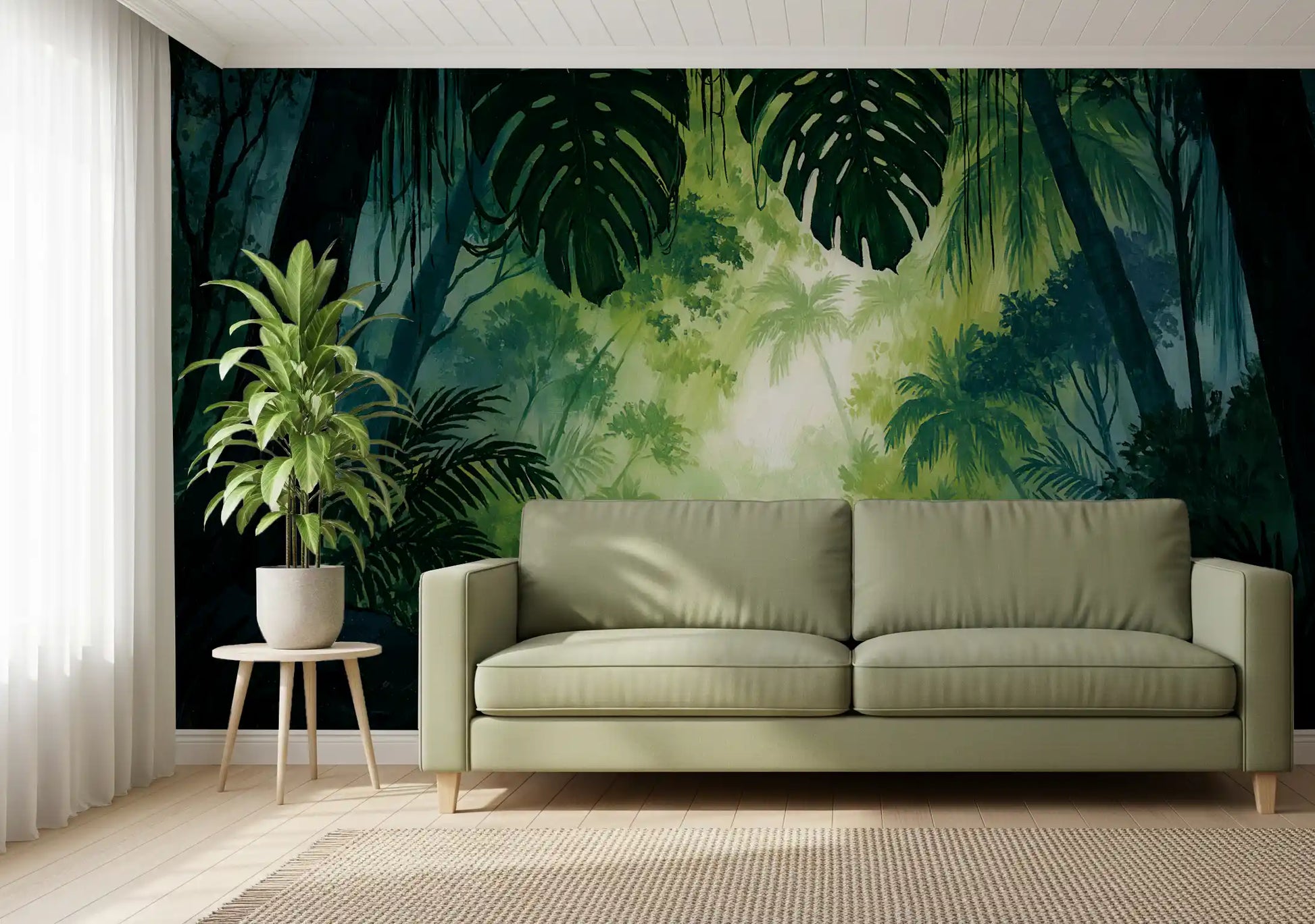 Verdant Tropical Forest Glade Wall Mural