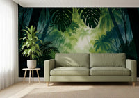 Verdant Tropical Forest Glade Wall Mural