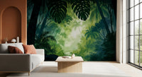 Verdant Tropical Forest Glade Wall Mural