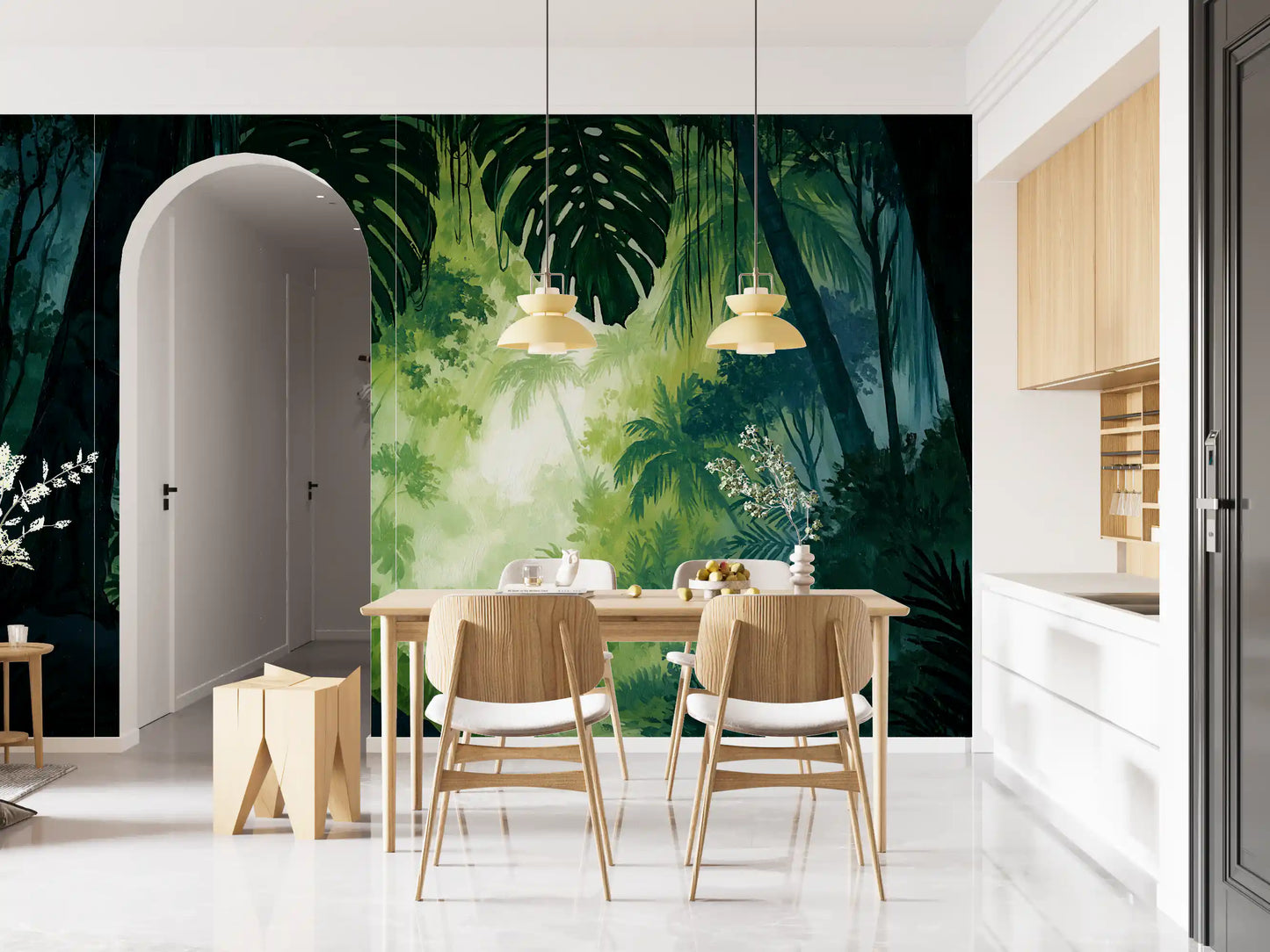 Verdant Tropical Forest Glade Wall Mural