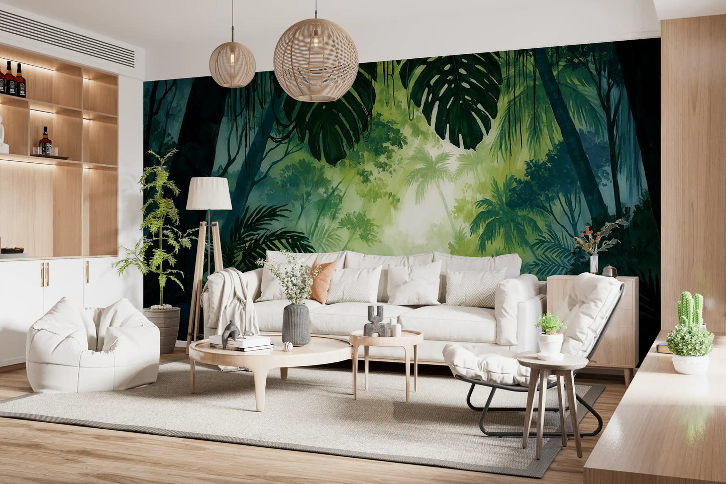 Verdant Tropical Forest Glade Wall Mural