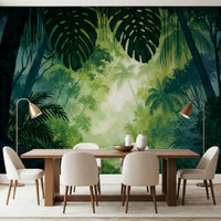 Verdant Tropical Forest Glade Wall Mural