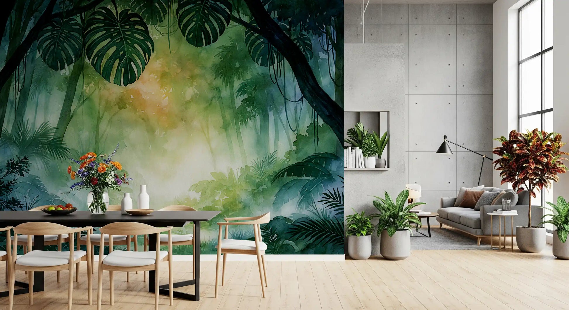 Sunlit Emerald Foliage Impression Wall Mural
