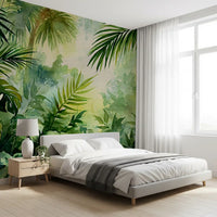 Misty Tropical Oasis Foliage Wall Mural
