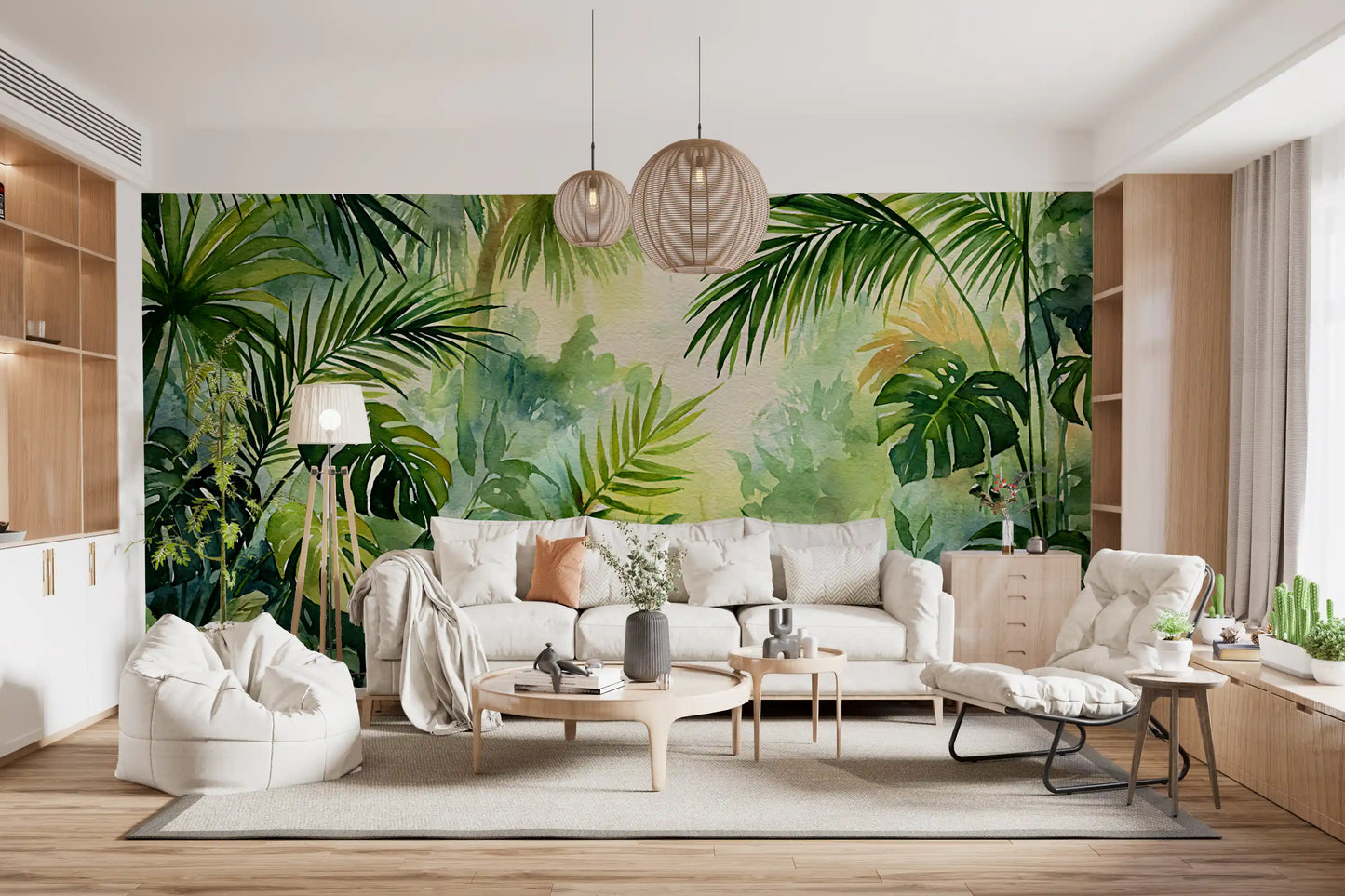 Misty Tropical Oasis Foliage Wall Mural