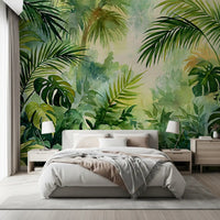 Misty Tropical Oasis Foliage Wall Mural
