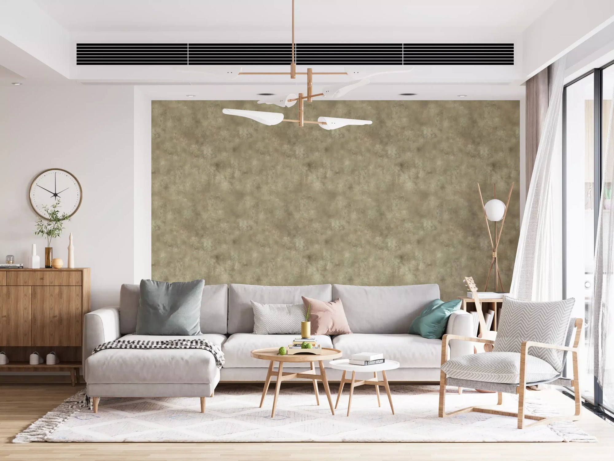 Ginger wallpaper with a mottled painterly texture in warm greige tones GD11562