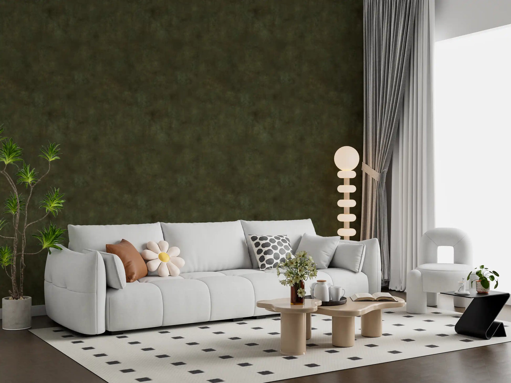 Painterly - Olive Wallpaper⁠