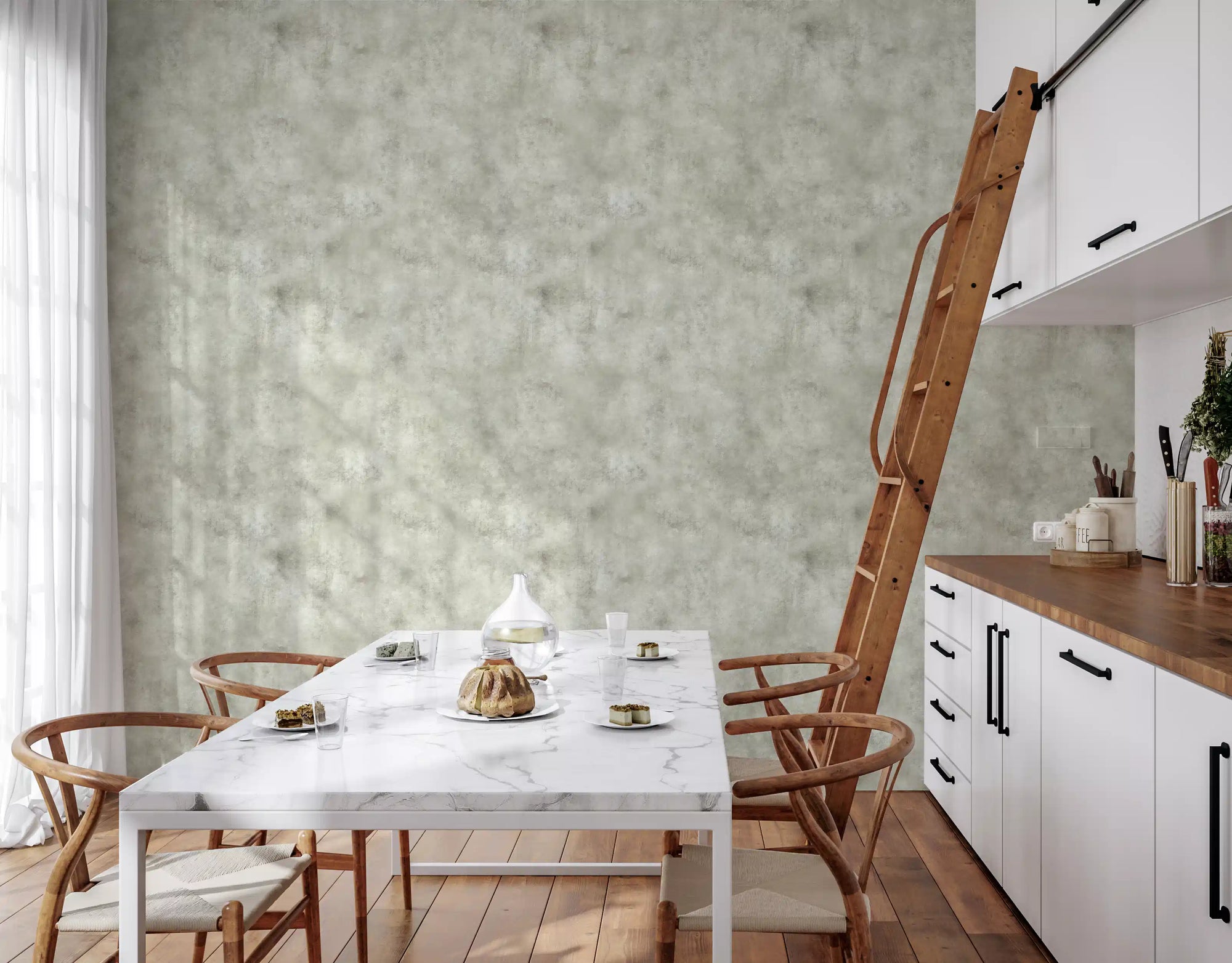 Mottled dirty white wallpaper in cloud grey and oatmeal tones GD11568