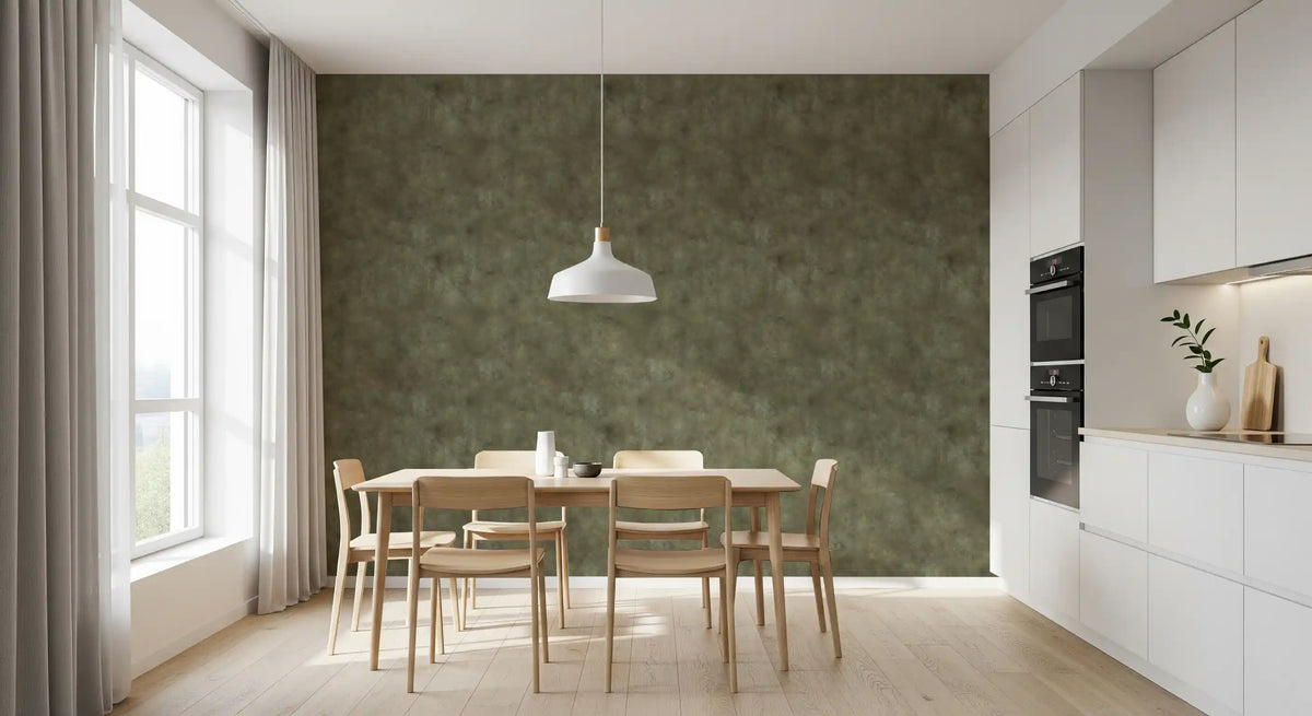 Tobacco wallpaper with a mottled painterly texture in warm khaki brown tones GD11574
