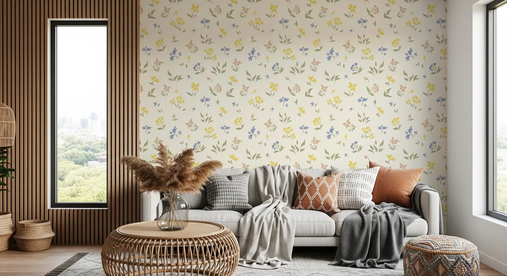 Pastel Blossom Flowers Subtle Nursery Deign Wallpaper⁠