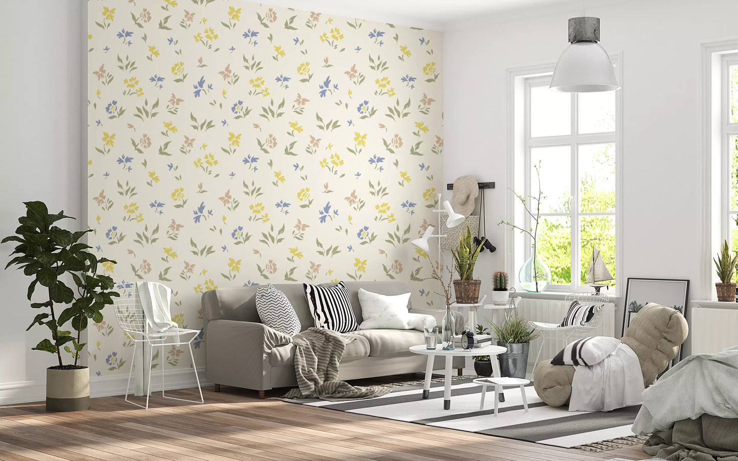 Pastel Blossom Flowers Subtle Nursery Deign Wallpaper⁠