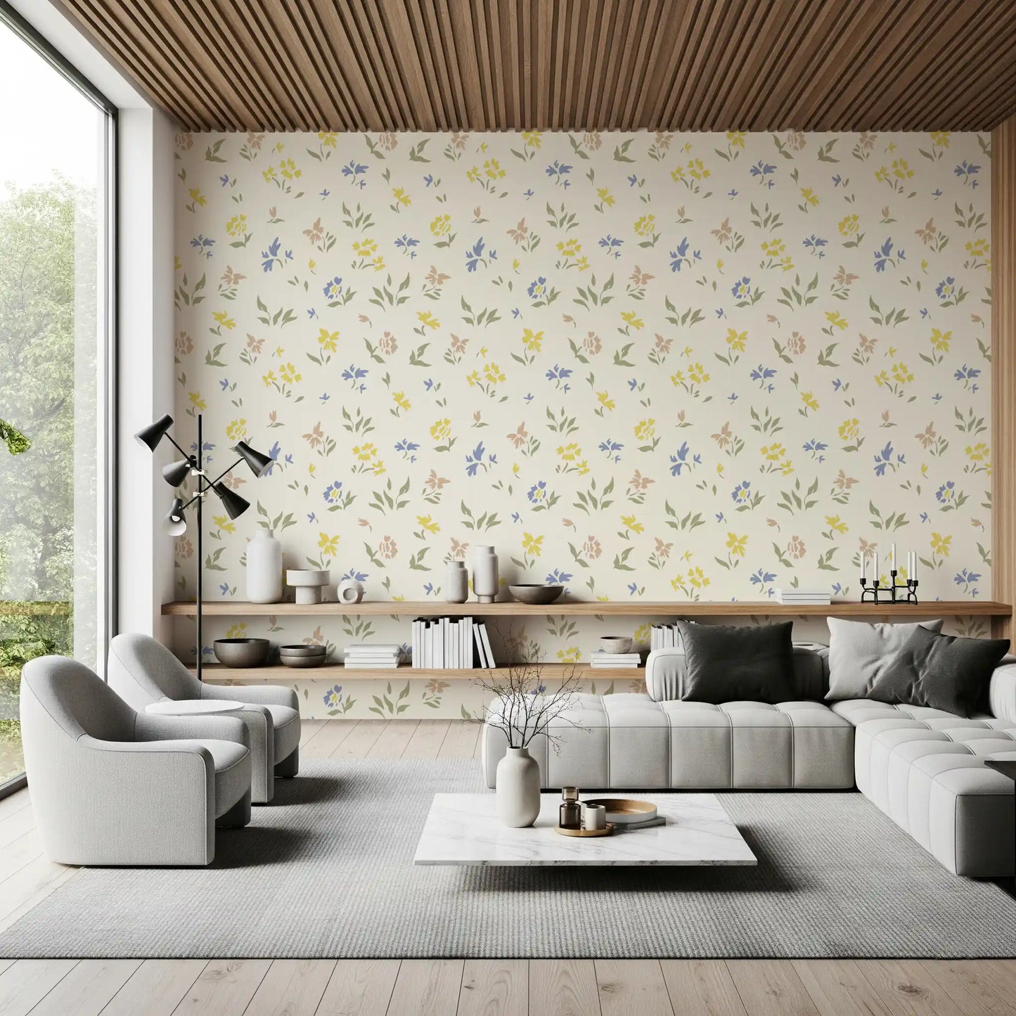 Pastel Blossom Flowers Subtle Nursery Deign Wallpaper⁠