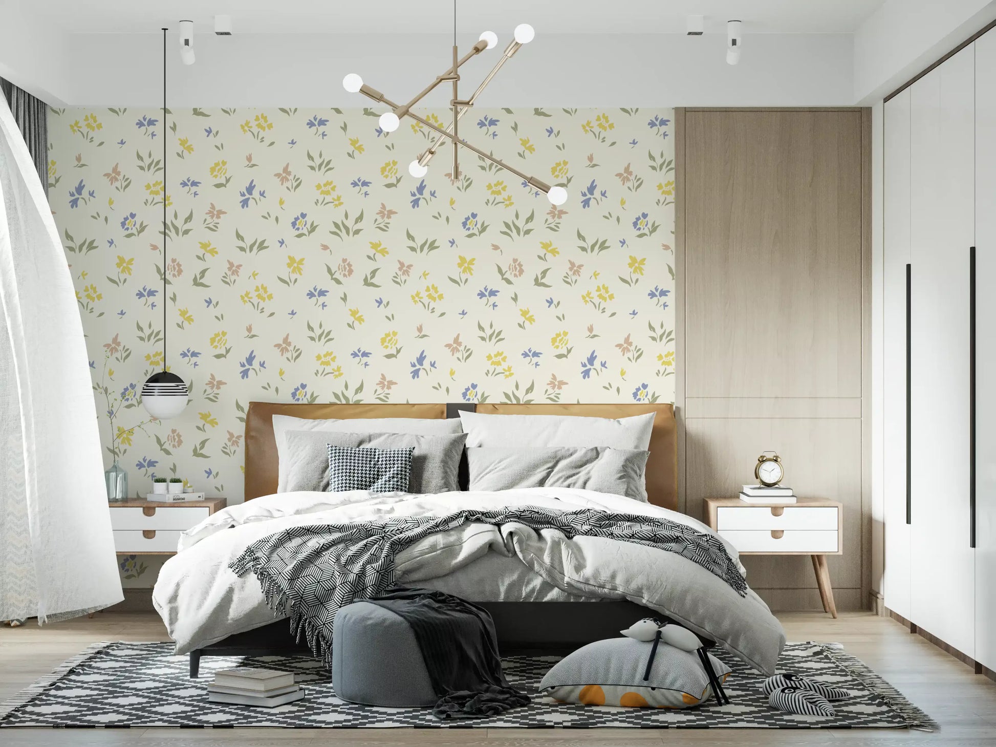 Pastel Blossom Flowers Subtle Nursery Deign Wallpaper⁠