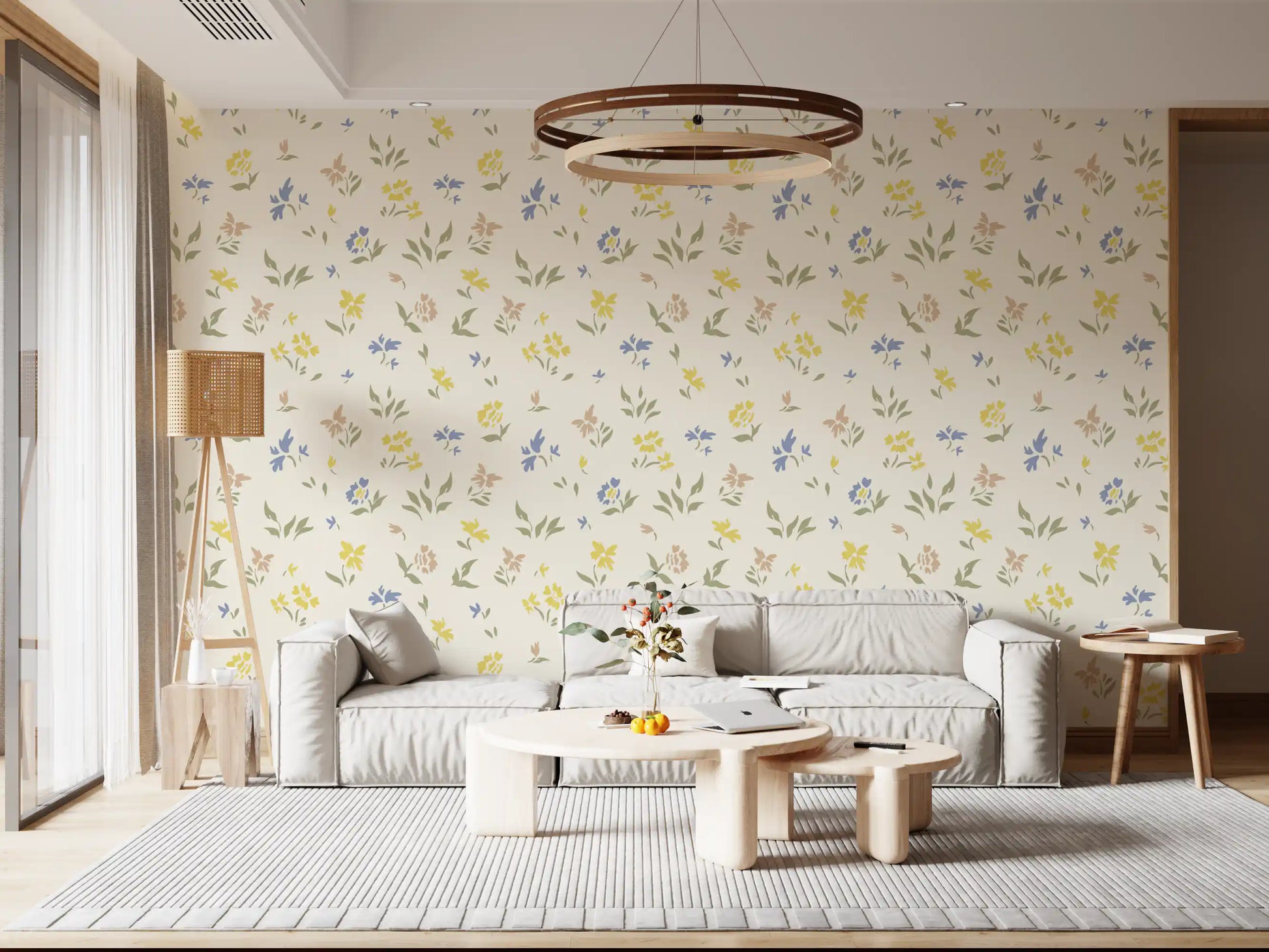Pastel Blossom Flowers Subtle Nursery Deign Wallpaper⁠