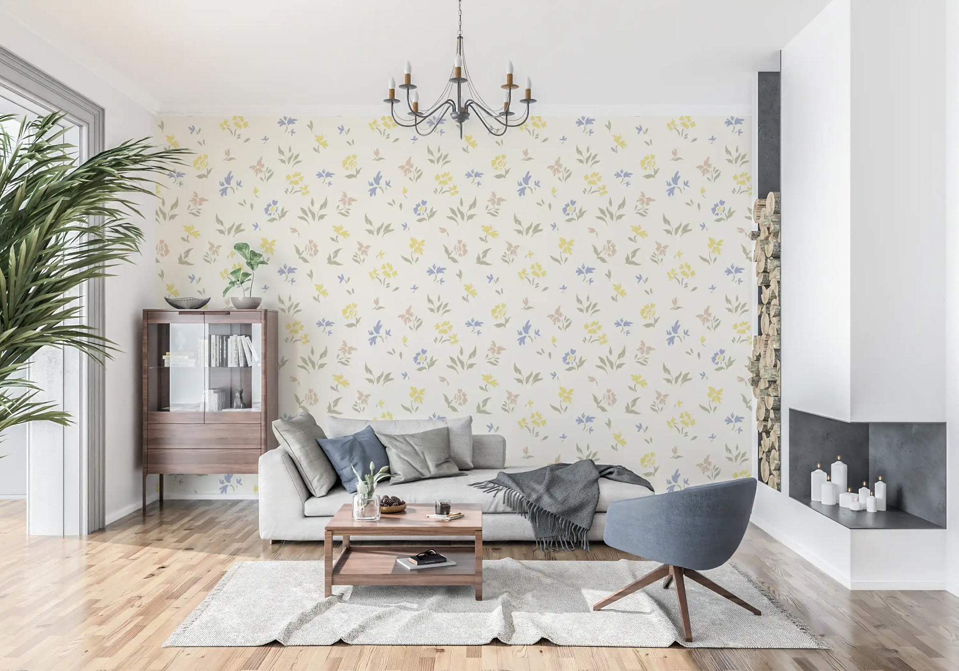 Pastel Blossom Flowers Subtle Nursery Deign Wallpaper⁠