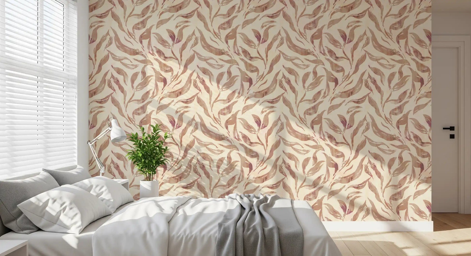 Abstract Painted Leaf Swirls Wallpaper⁠