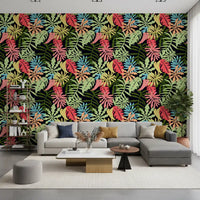 Vibrant Tropical Jungle Foliage Pattern Wallpaper⁠