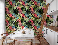 Vibrant Tropical Jungle Foliage Pattern Wallpaper⁠
