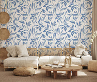 Azure Brushstroke Botanical Wallpaper⁠