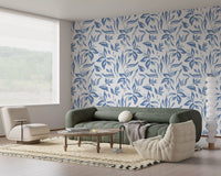 Azure Brushstroke Botanical Wallpaper⁠