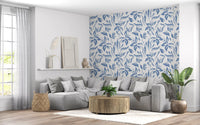 Azure Brushstroke Botanical Wallpaper⁠