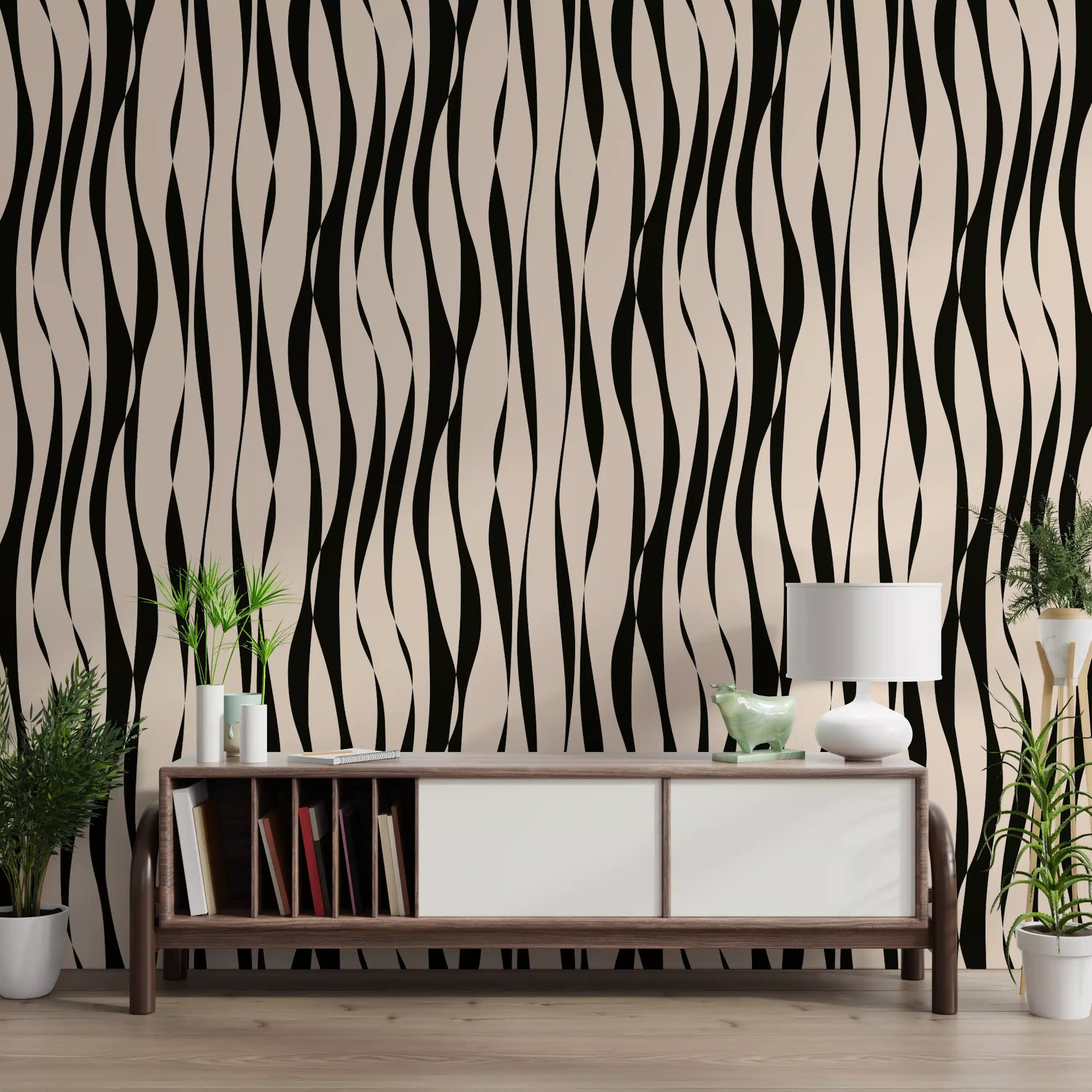 Modern Rhythmic Stripes Wallpaper⁠