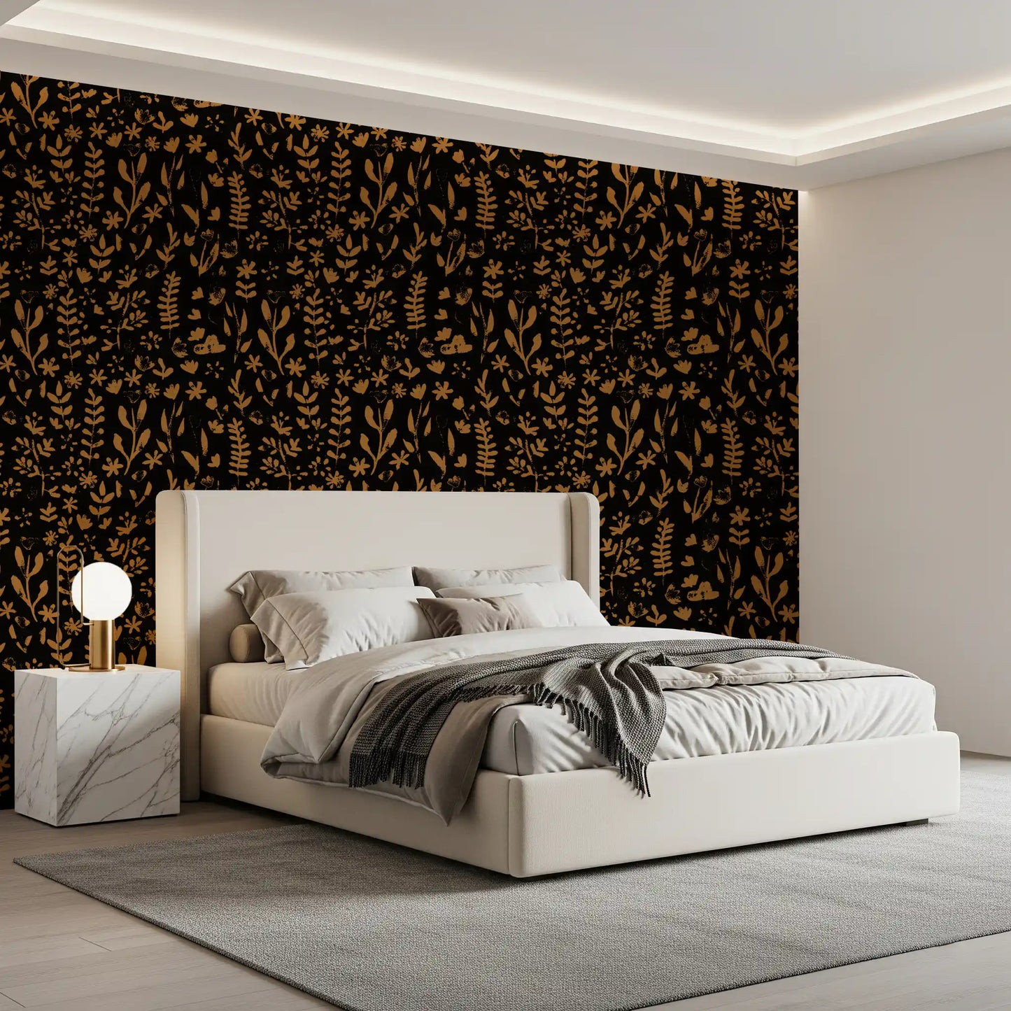 Rustic Earthy Botanical Sketch Wallpaper⁠
