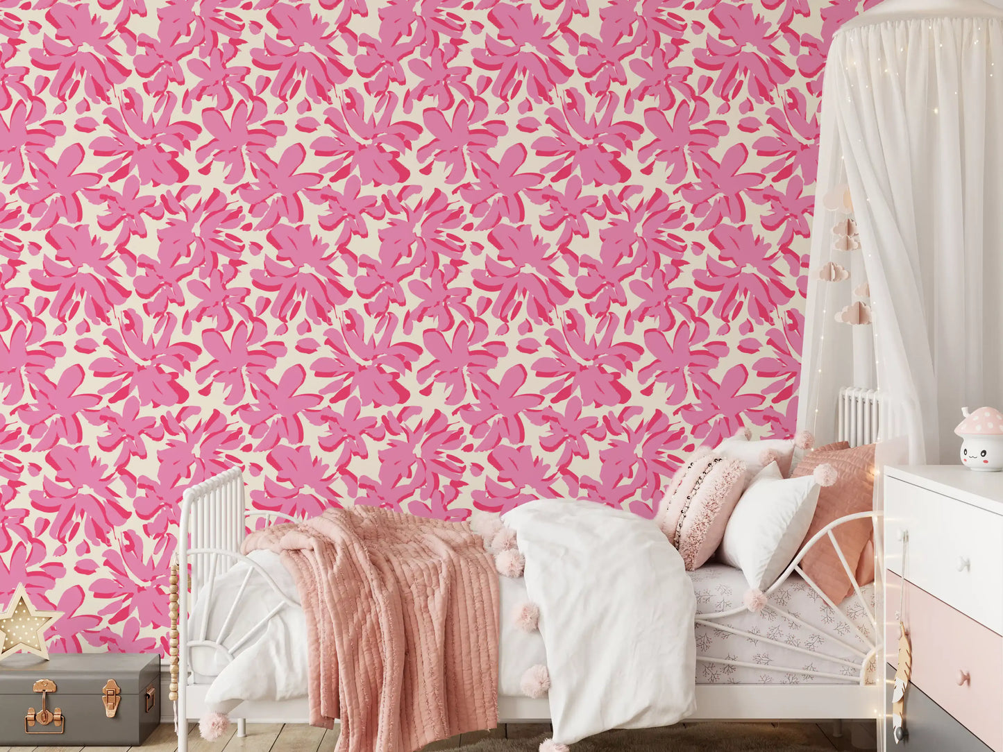 Abstract Pink Floral Brushstrokes Wallpaper⁠