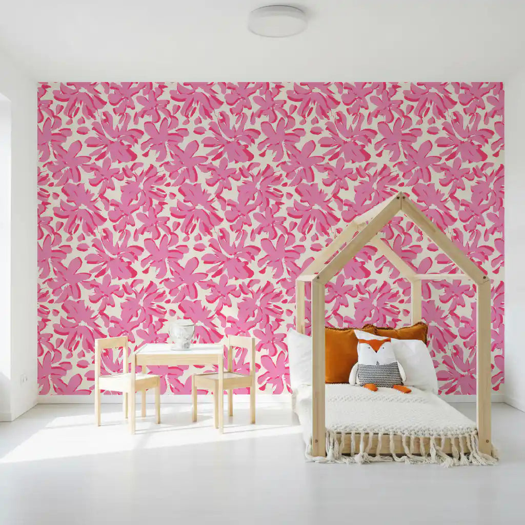 Abstract Pink Floral Brushstrokes Wallpaper⁠
